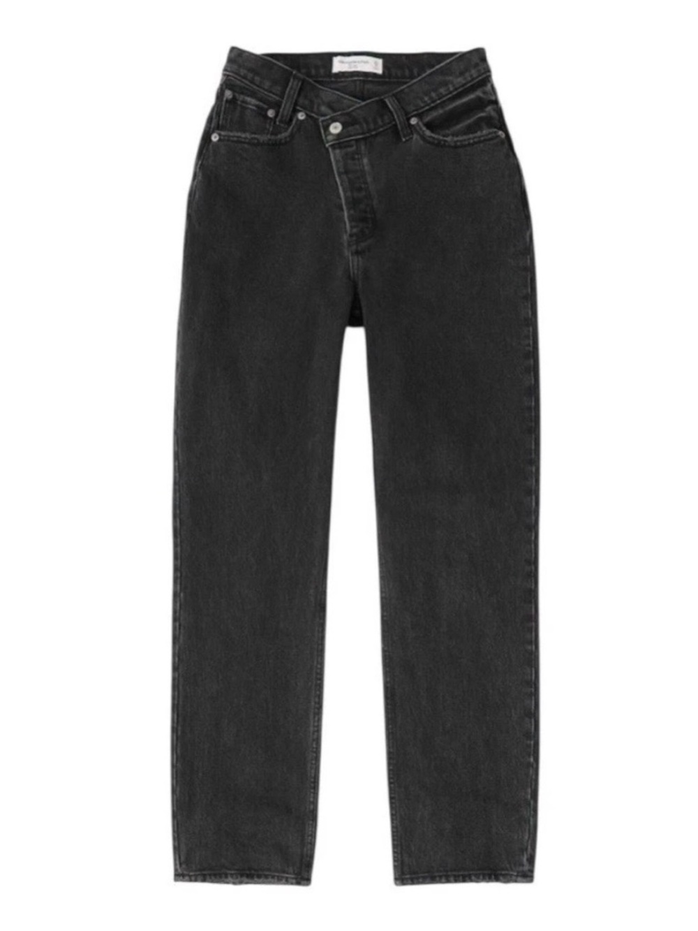 Abercrombie & Fitch The Dad High Rise Crossover Buttons Jeans Black Sz 27/4s